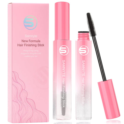 Samnyte Hair Finishing Stick front view with pink gradient bottle