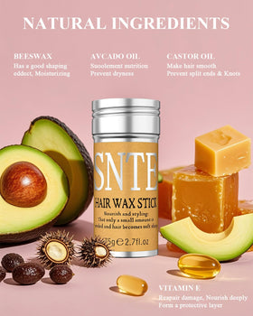 Samnyte Hair Wax Stick applied to hair for frizz control