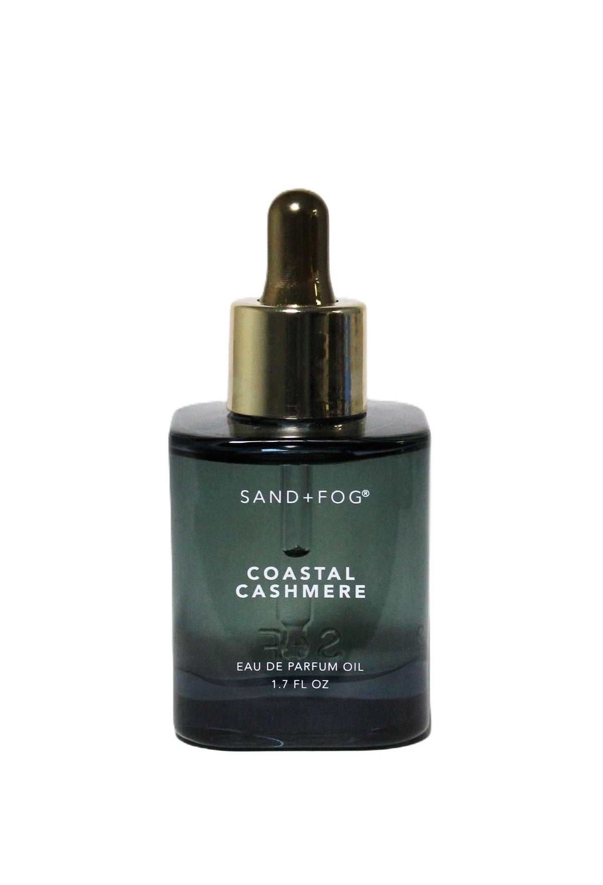 Sand + Fog Coastal Cashmere Eau de Parfum Oil 1.7 fl oz dark green glass bottle with dropper
