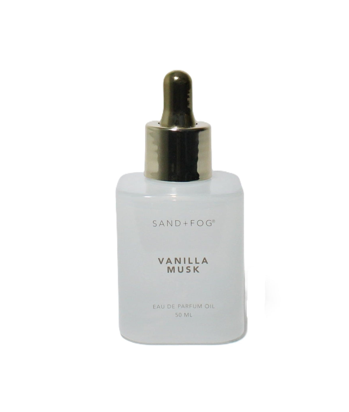 Sand + Fog Vanilla Musk Eau De Parfum Oil Dropper with packaging
