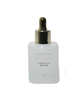 Sand + Fog Vanilla Musk Eau De Parfum Oil Dropper with packaging