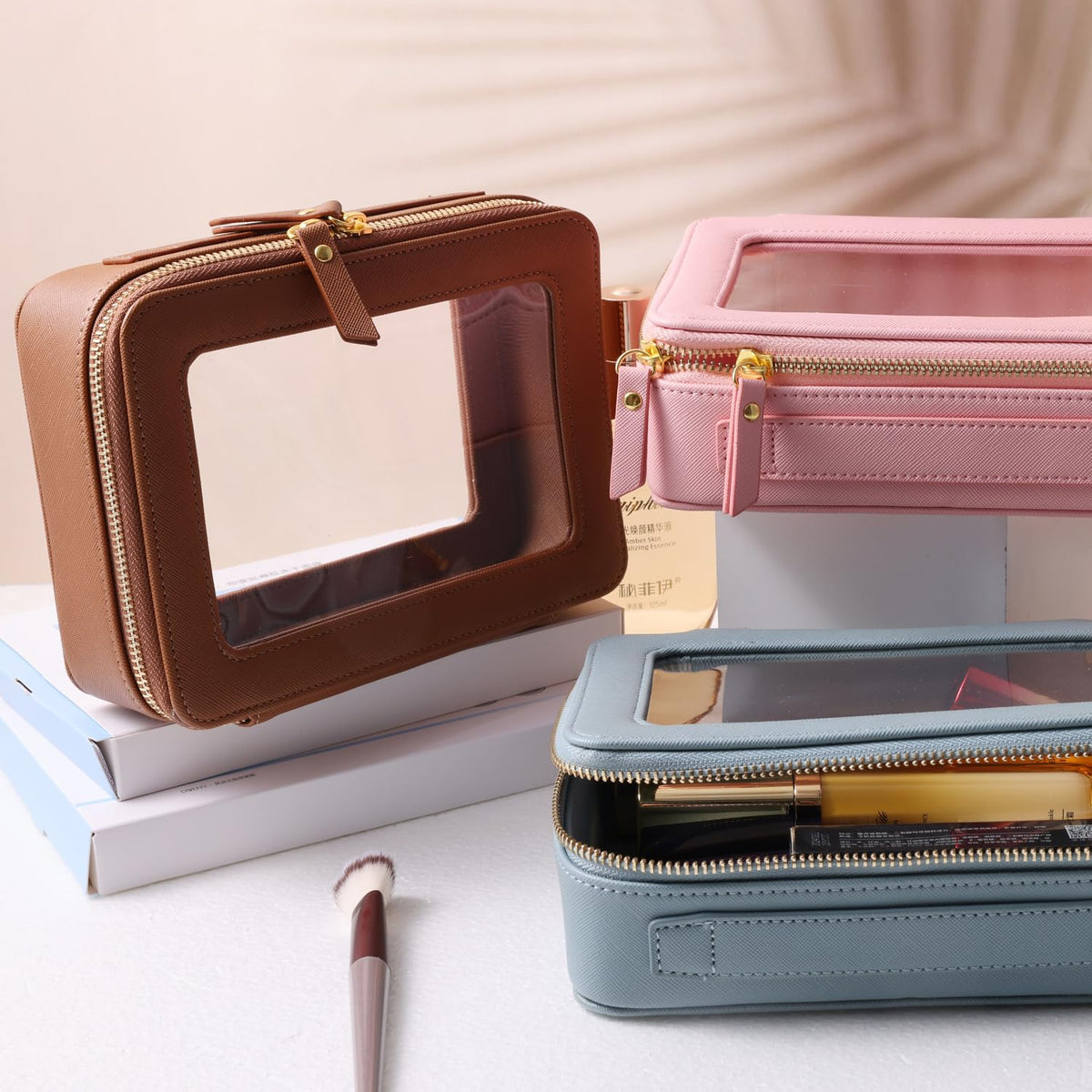 SANHECUN toiletry bag packed with travel-sized toiletries