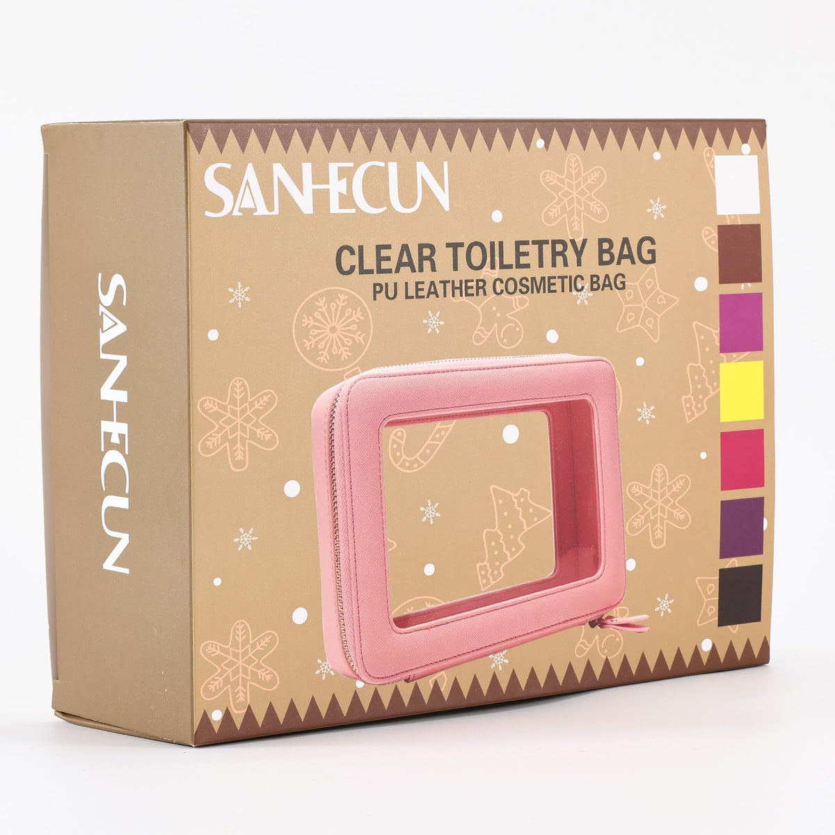 SANHECUN Toiletry Bag Pink with makeup essentials