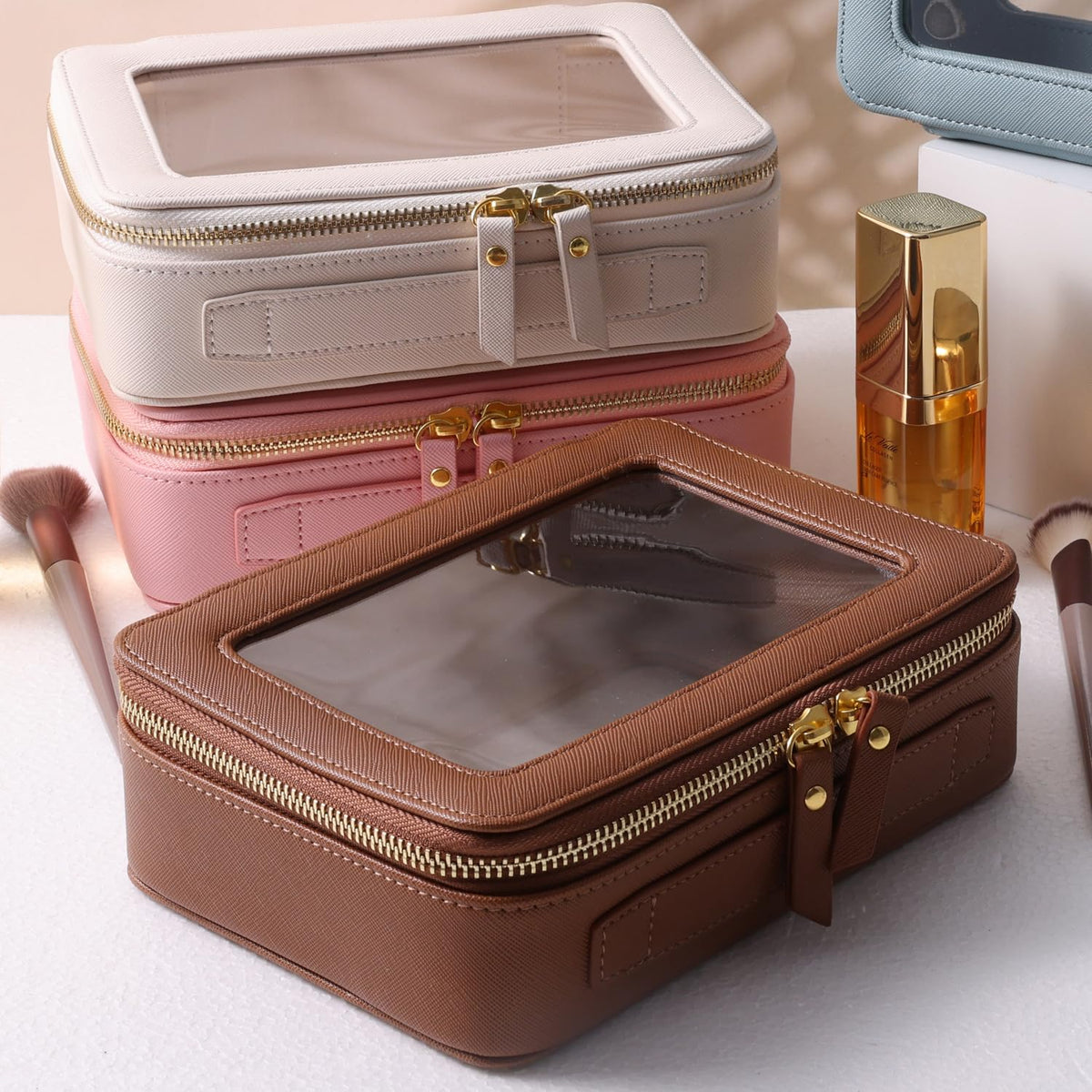 SANHECUN toiletry bag with clear PVC window display
