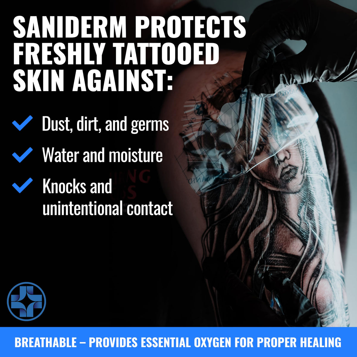 Saniderm Tattoo Aftercare Bandage comparison with regular wraps