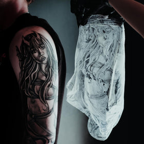 Saniderm Tattoo Aftercare Bandage laid flat on a surface