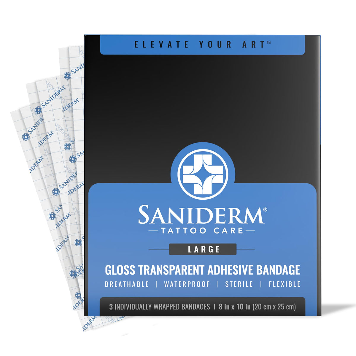 Saniderm Tattoo Aftercare Bandage large pack front view