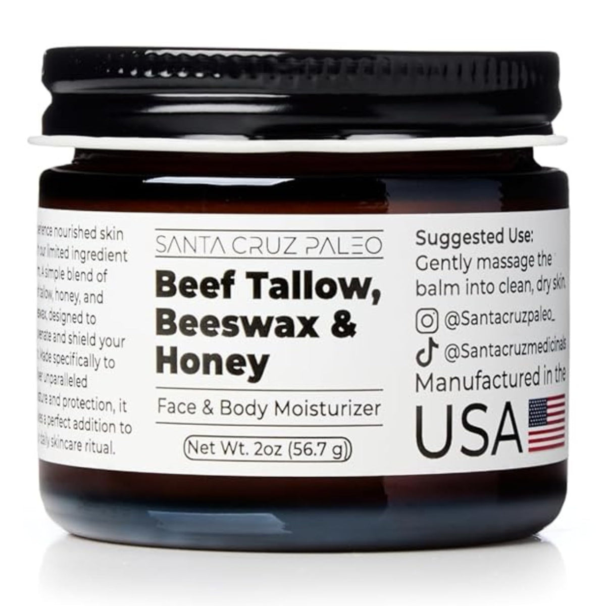 Santa Cruz Paleo Beef Tallow Face Moisturiser 2 Oz front view