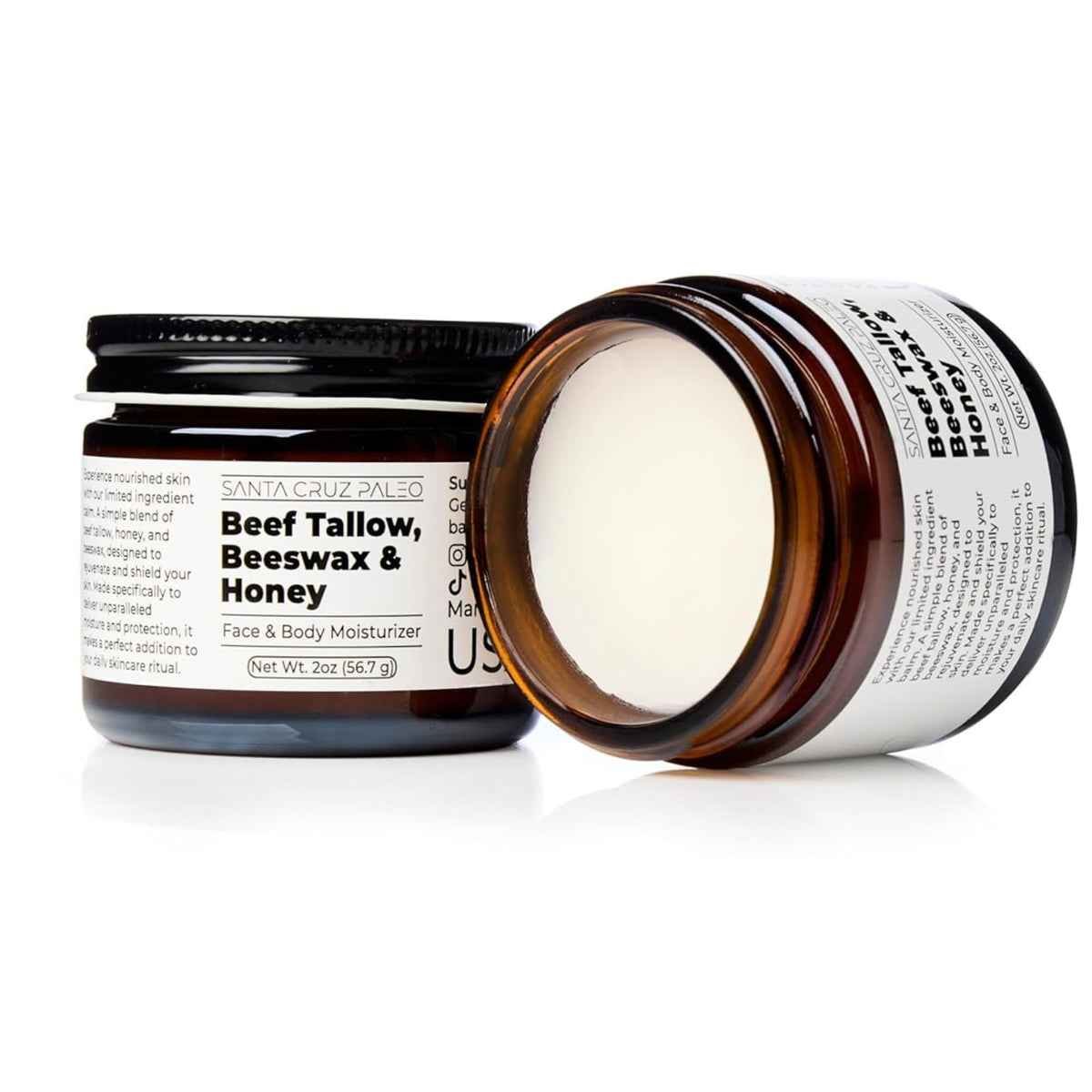 Santa Cruz Paleo Beef Tallow Face Moisturiser with beeswax and honey