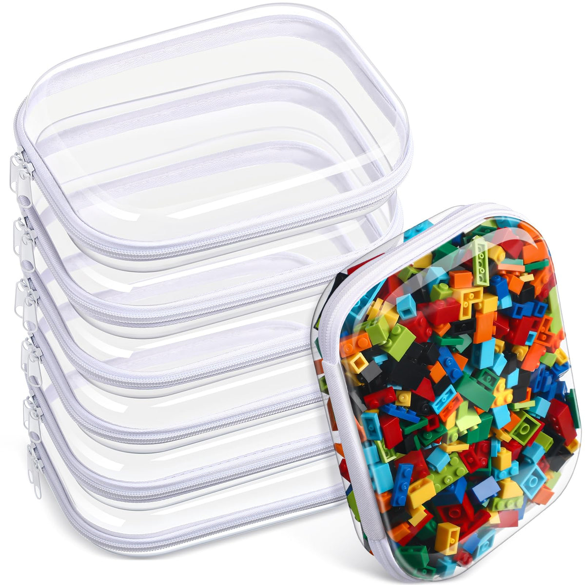 Sanwuta 6 Pcs Clear Hard Zipper Cases front view
