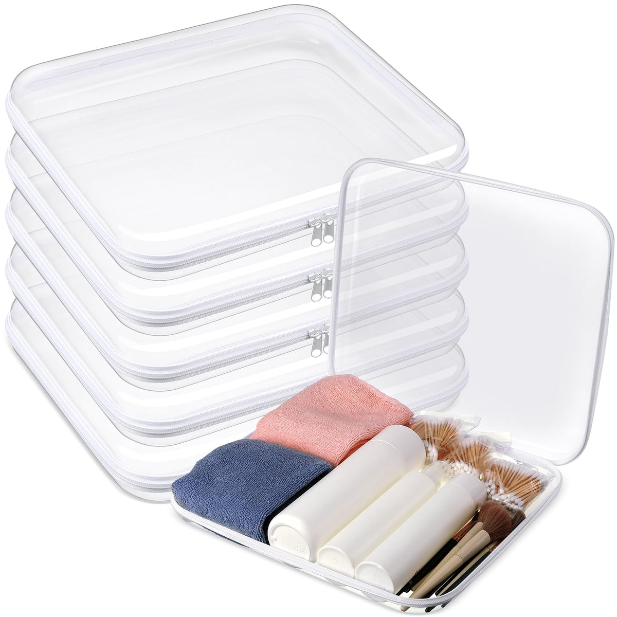 Sanwuta Clear Hard Zipper Case Set 6 pcs in white