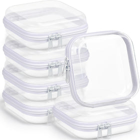 Sanwuta clear hard zipper case set front view with six pouches