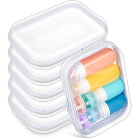Sanwuta clear hard zipper case set with six pouches in white