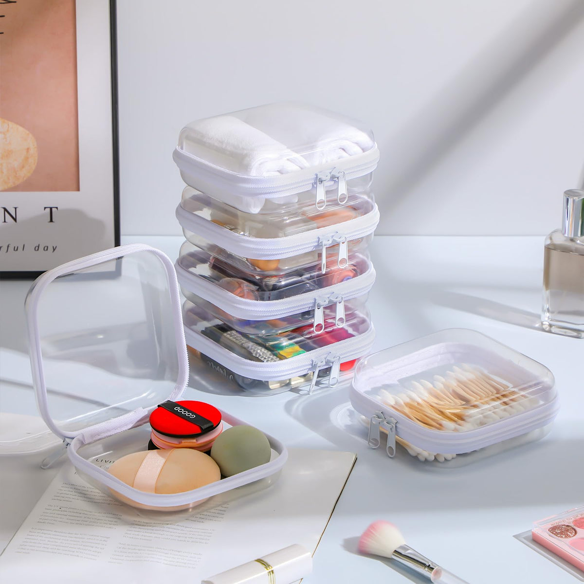 Sanwuta clear zipper case with snacks inside