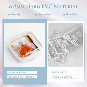 Sanwuta clear zipper pouches stacked for storage