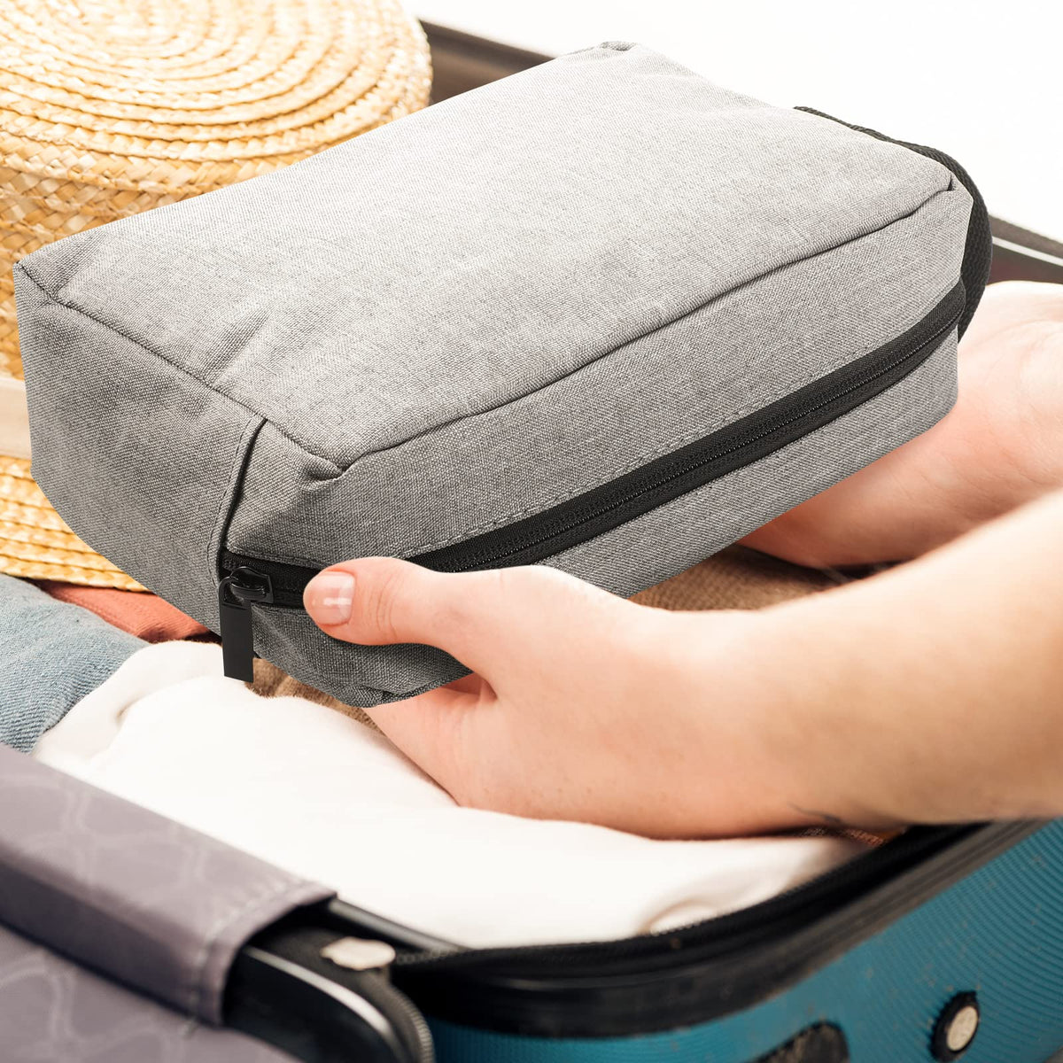 Sanwuta toiletry bags arranged in a travel setting
