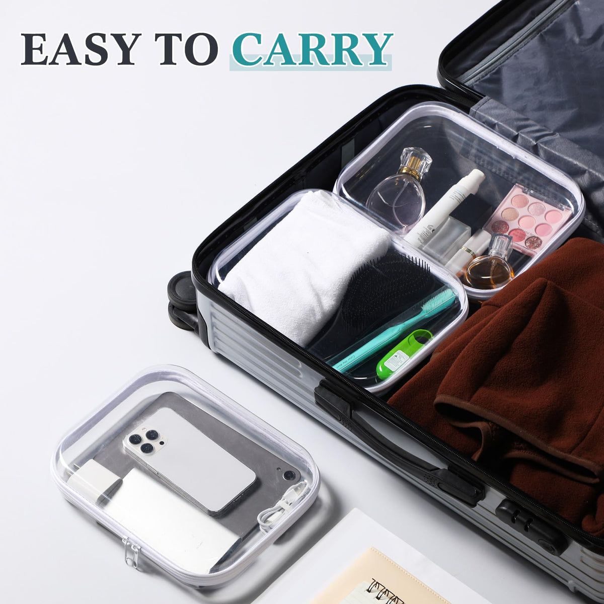 Sanwuta zipper cases stacked for easy organisation