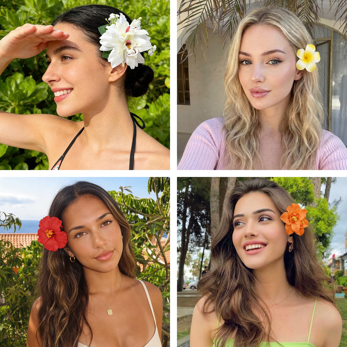 SAOROPEB flower hair clips on a backpack