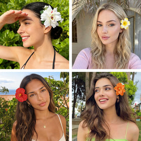 SAOROPEB flower hair clips on a backpack