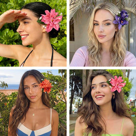 SAOROPEB flower hair clips on a picnic table