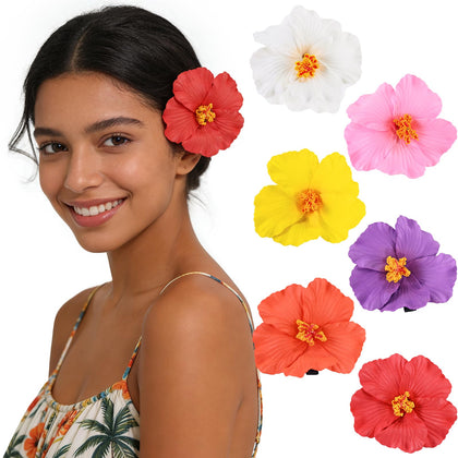 SAOROPEB Hawaiian Flower Hair Clips in assorted colours front view
