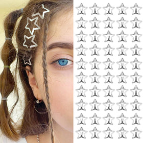 SAOROPEB Star Hair Clips 1.18 inches silver front view