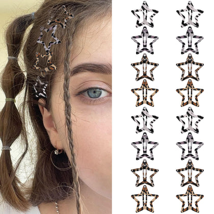 SAOROPEB Star Hair Clips 16 PCS grey set front view