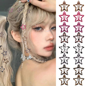 SAOROPEB Star Hair Clips front view in red and grey