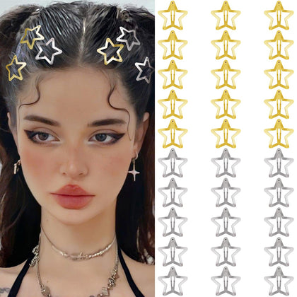 SAOROPEB star hair clips gold and silver front view