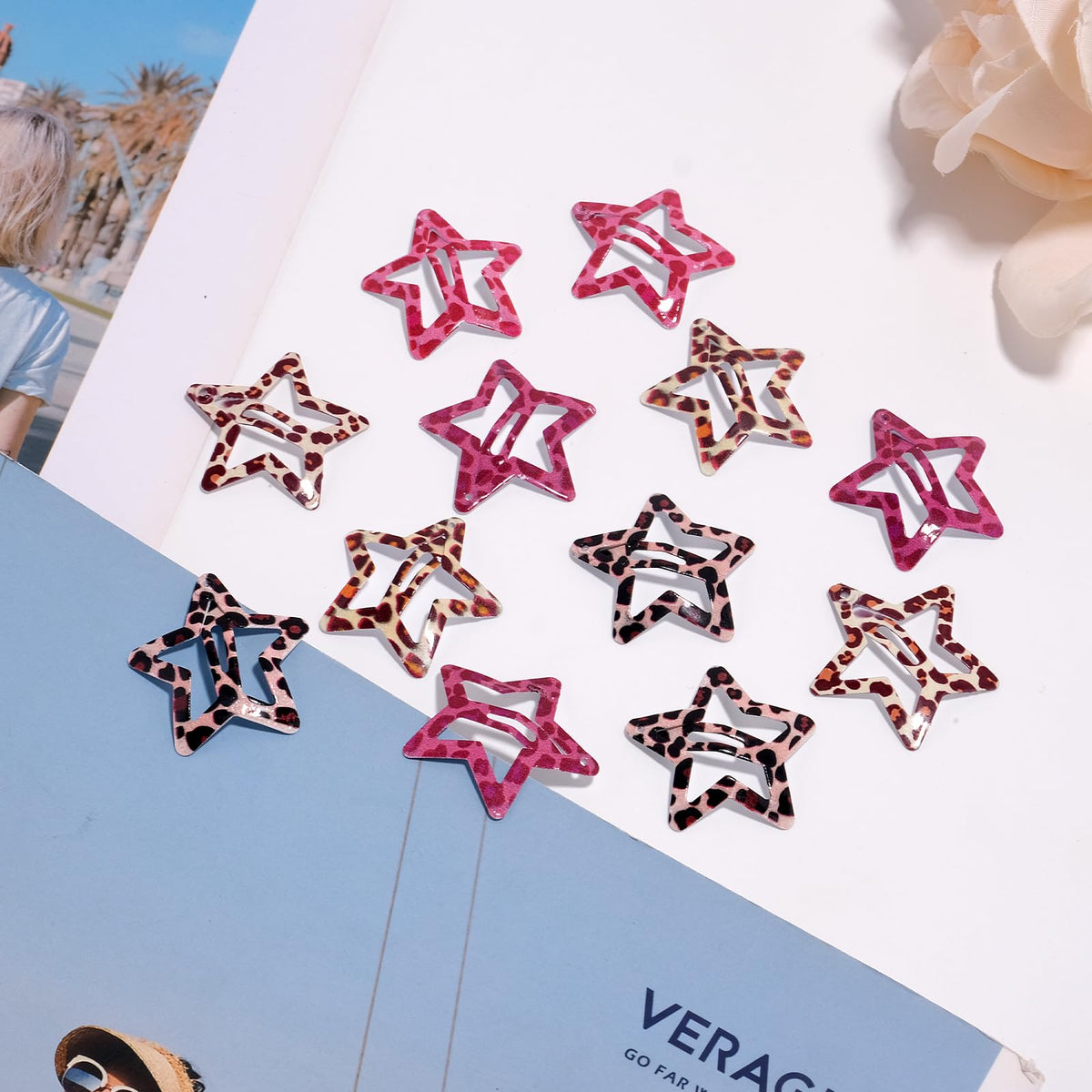 SAOROPEB Star Hair Clips in a lifestyle scene with accessories