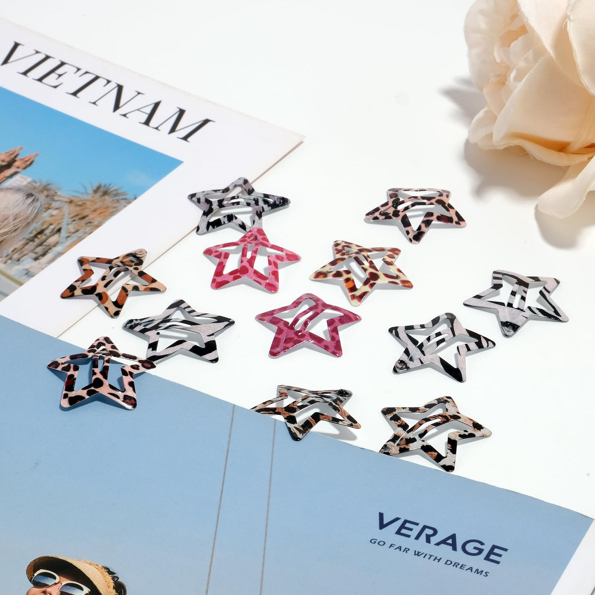 SAOROPEB Star Hair Clips in a lifestyle setting