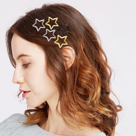 SAOROPEB Star Hair Clips in packaging with dimensions