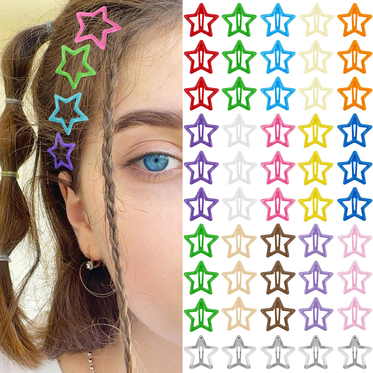 SAOROPEB Star Hair Clips multicolour pack front view