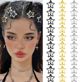 SAOROPEB Star Hair Clips pack showing black, gold, and silver clips