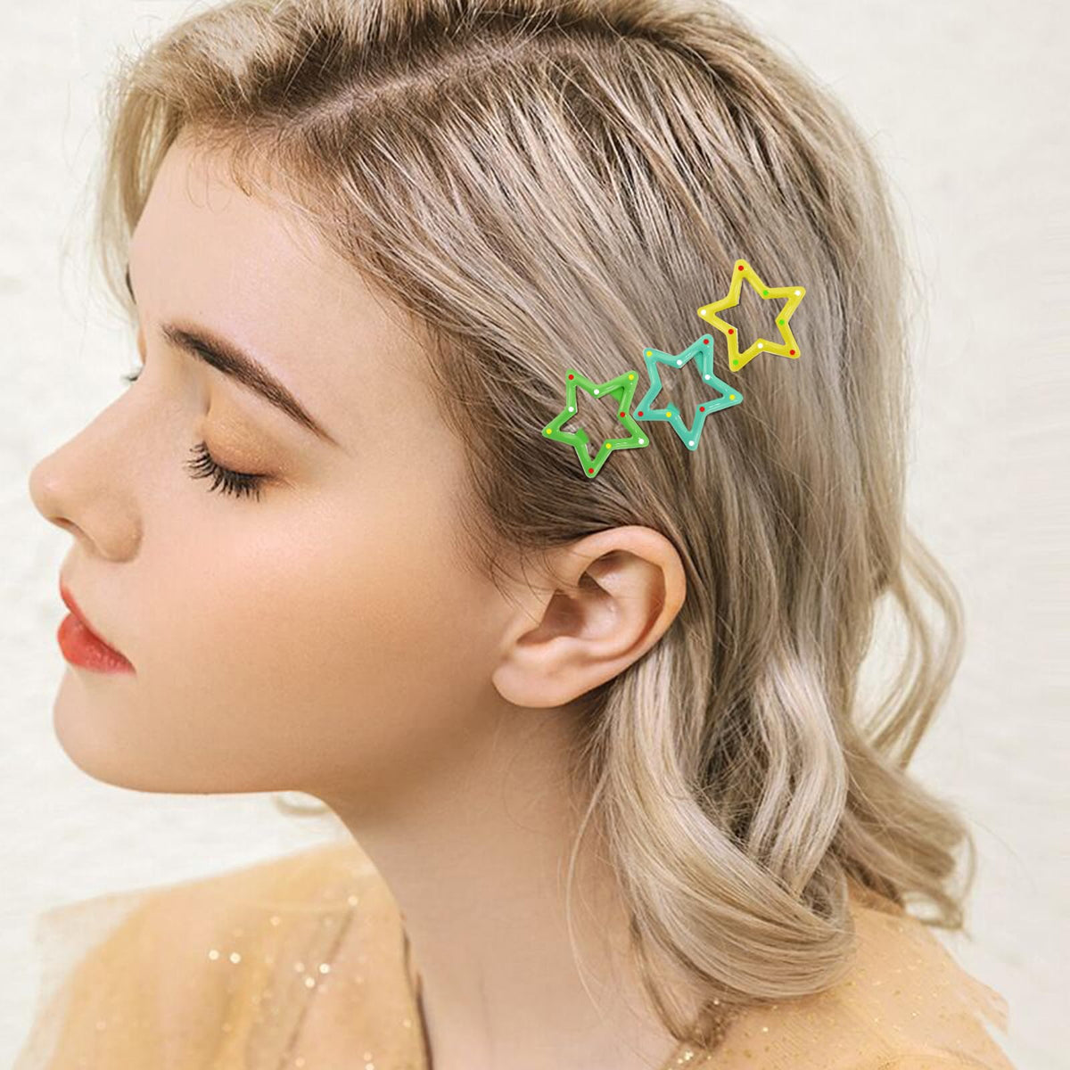 SAOROPEB Star Hair Clips showing different colour options
