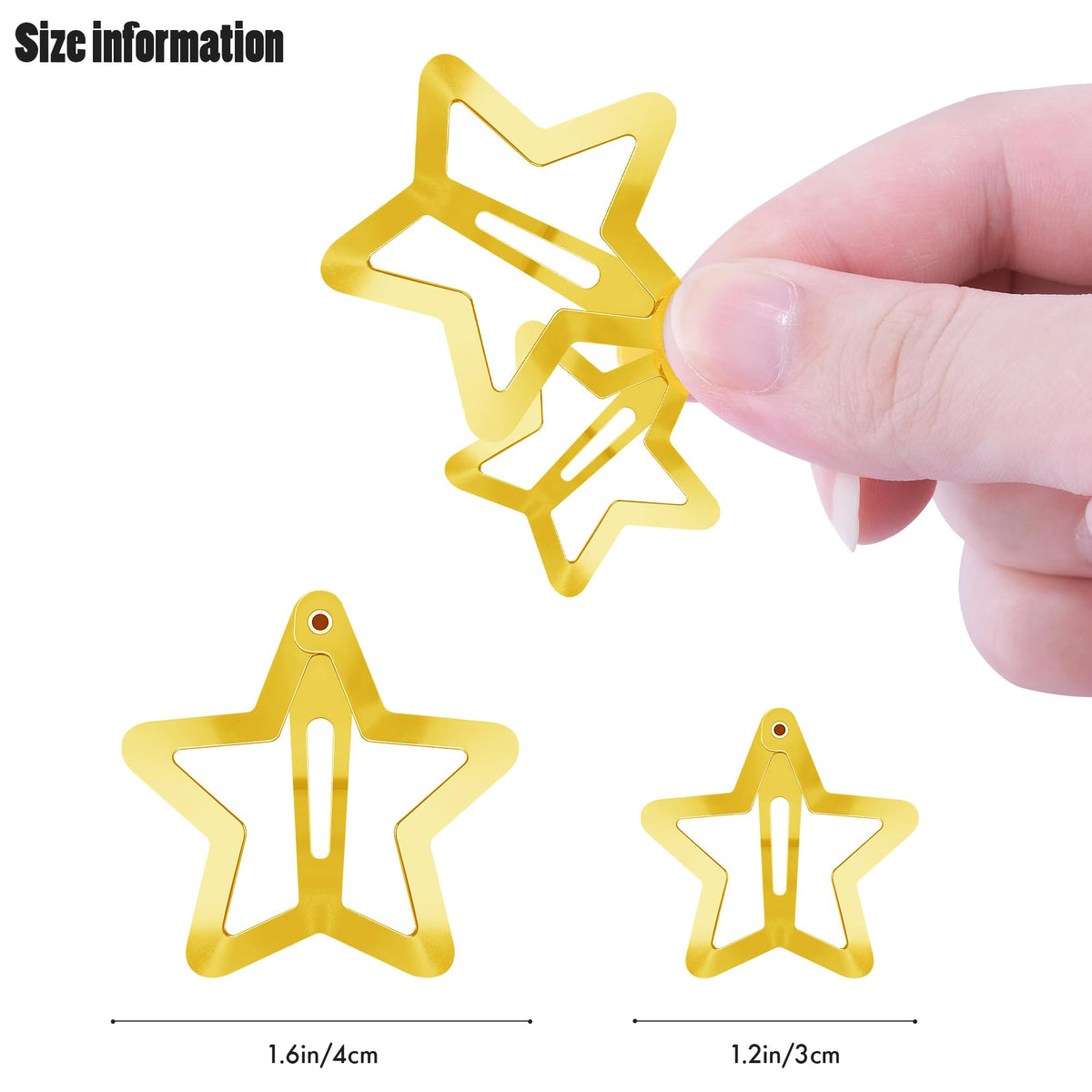 SAOROPEB Star Hair Clips showing different sizes