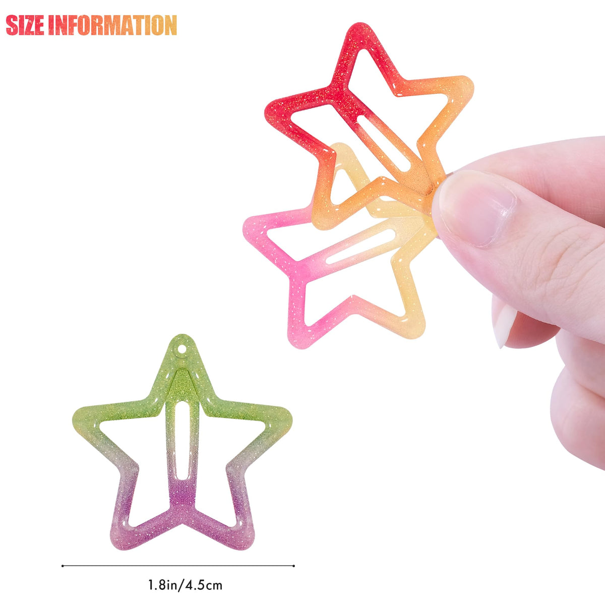 SAOROPEB Star Hair Clips showing gradient colours