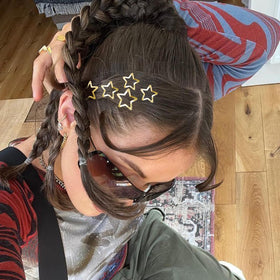 SAOROPEB Star Hair Clips styled on a ponytail