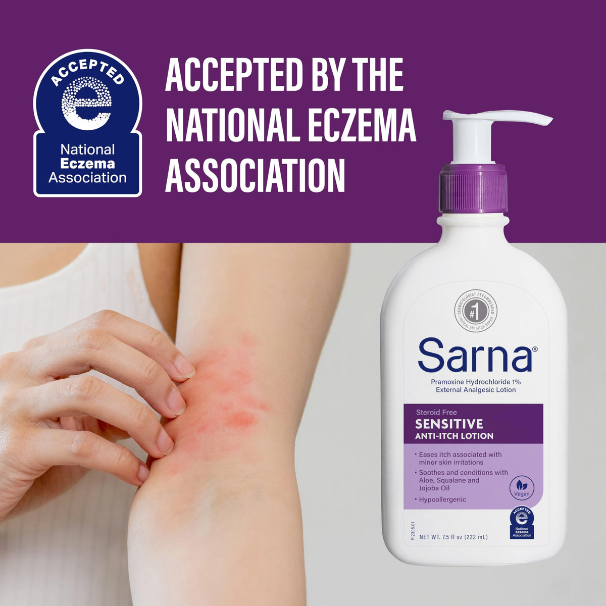 Sarna Sensitive Anti-Itch Lotion texture on skin