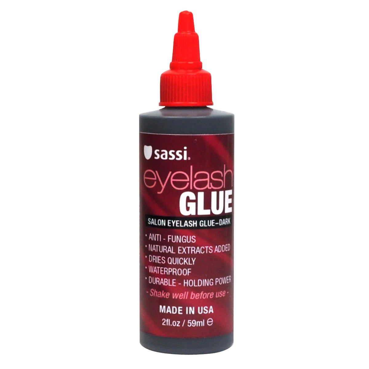 Sassi Eyelash Glue Dark 2oz front view with packaging