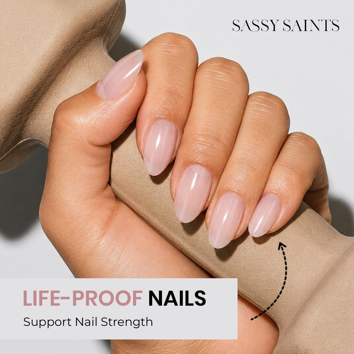 Sassy Saints Sugar Glaze Pink Nail Wraps displayed on a nail care table