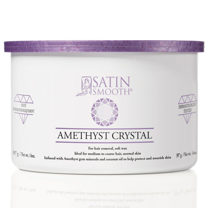 SATIN SMOOTH Amethyst Crystal Soft Wax front view 14 oz