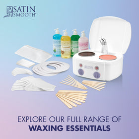 SATIN SMOOTH Amethyst Crystal Soft Wax in a beauty setup