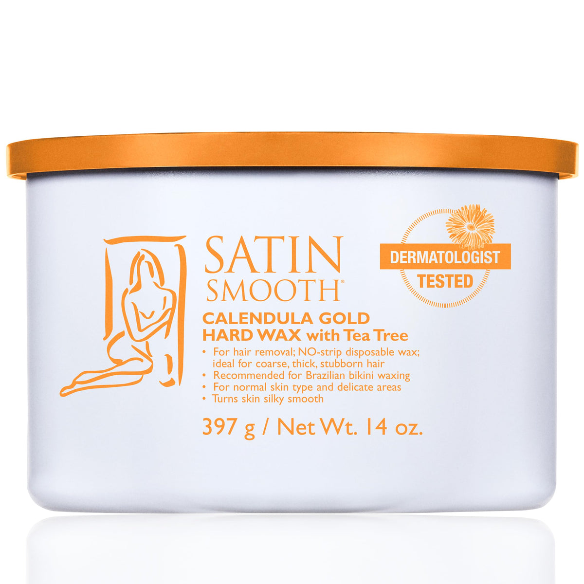 Satin Smooth Calendula Gold Hard Wax 14oz front view
