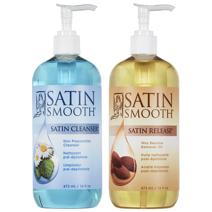 Satin Smooth Post Wax Oil and Pre Wax Cleanser Duo front view