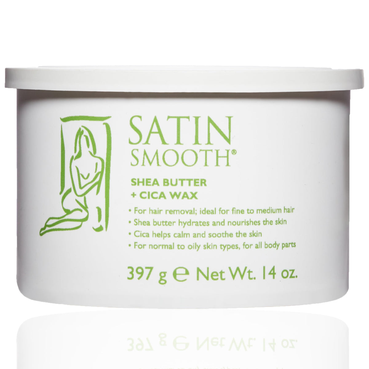 SATIN SMOOTH Shea Butter and Cica Soft Wax 14 oz front view