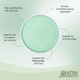 SATIN SMOOTH Shea Butter and Cica Soft Wax application on skin