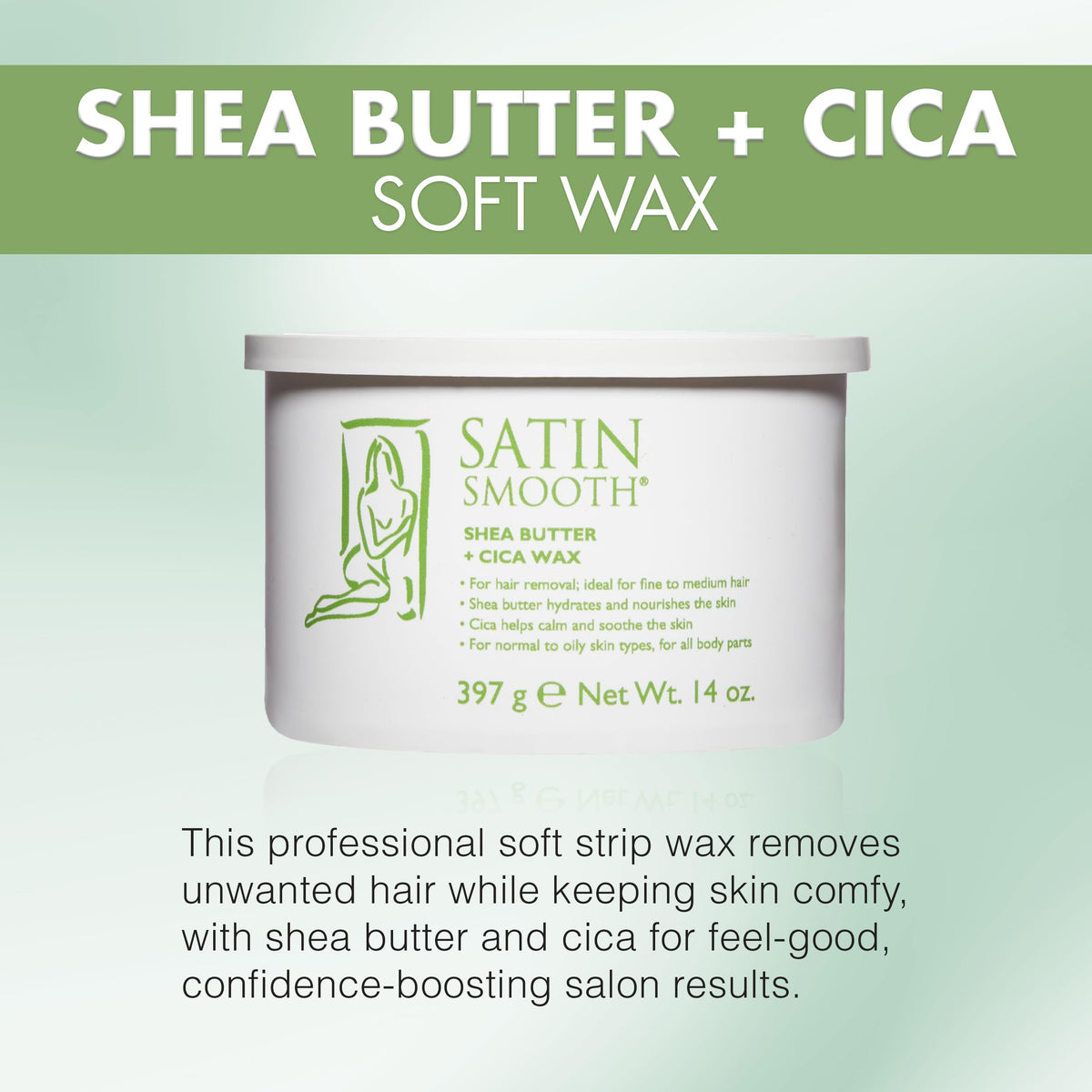 SATIN SMOOTH Shea Butter and Cica Soft Wax packaging side view