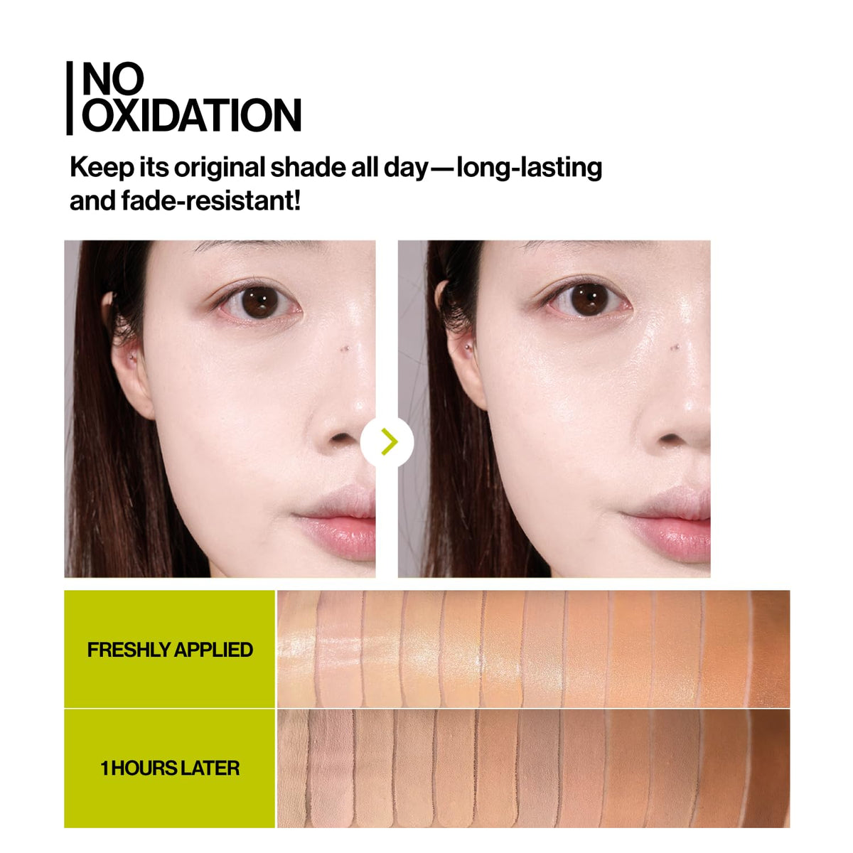 Satin Wear Healthy-Green Cushion Refill swatch on skin