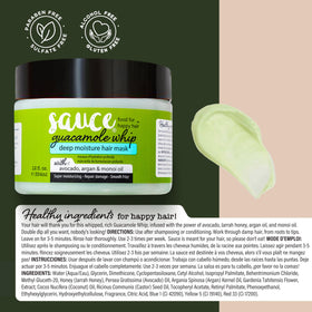 SAUCE BEAUTY Deep Conditioning Hair Mask Guacamole Whip in a bathroom setting